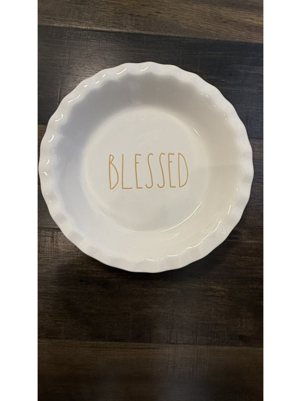 Rae Dunn Blessed Ceramic Pie 9” Plate Magenta Artisan Holiday Decor